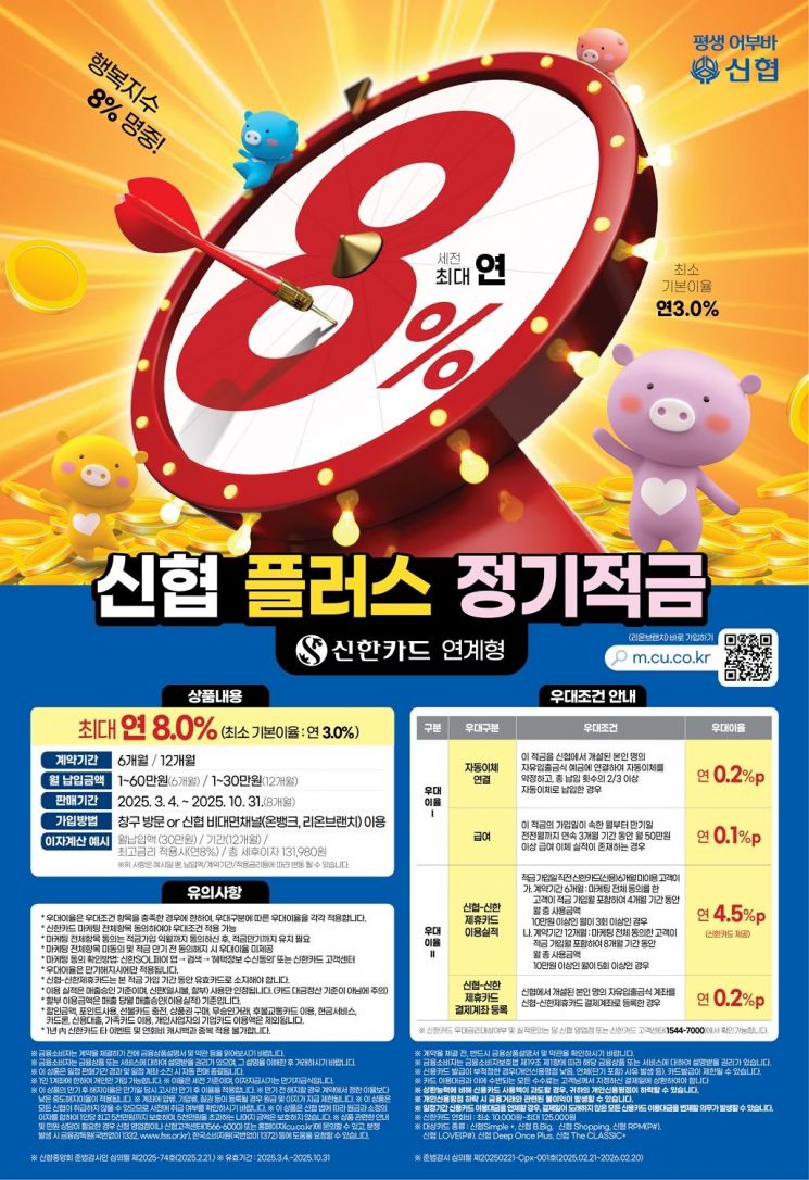 저금리에 연 8%대 적금이?…신협, '플러스정기적금' 출시