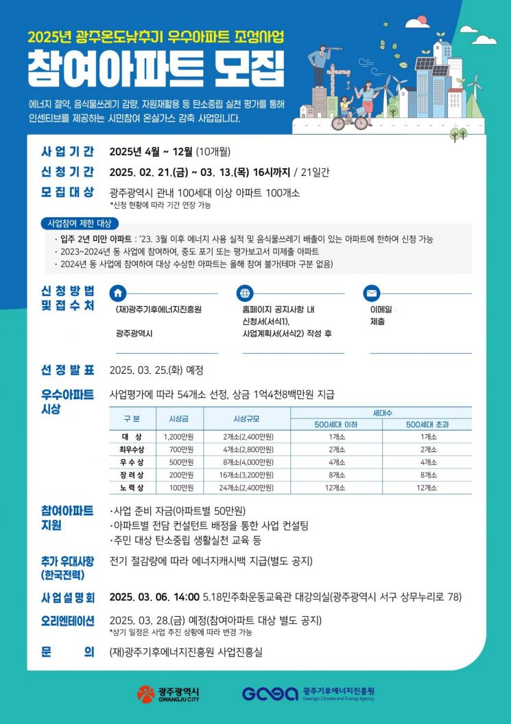 광주시, 탄소중립 실천 아파트 모집