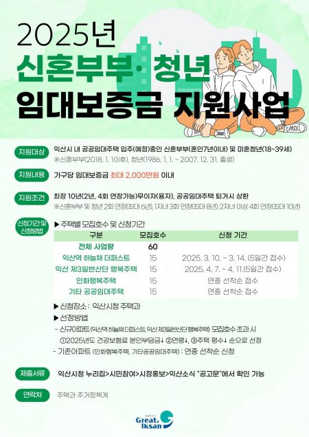 익산시, 임대보증금 지원사업 대상자 모집