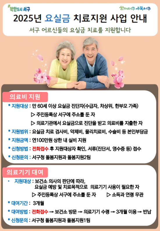 2025년 요실금 치료지원 사업 안내 포스터. 광주 서구 제공