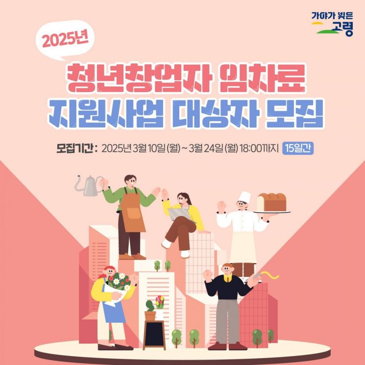 고령군, '청년창업자 임차료 지원사업' 대상자 모집