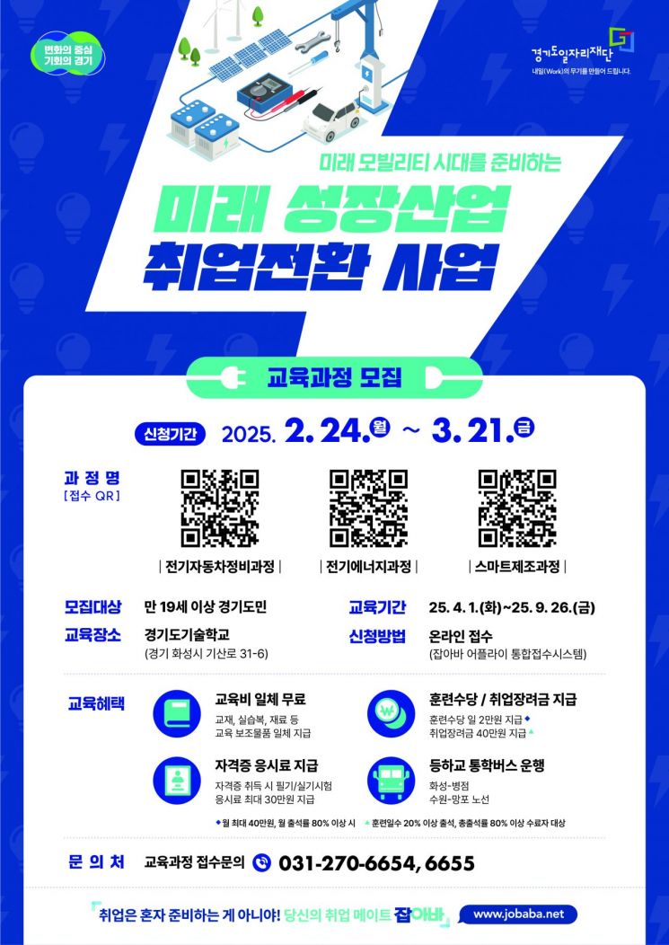 경기도일자리재단의 교육생 모집 공고