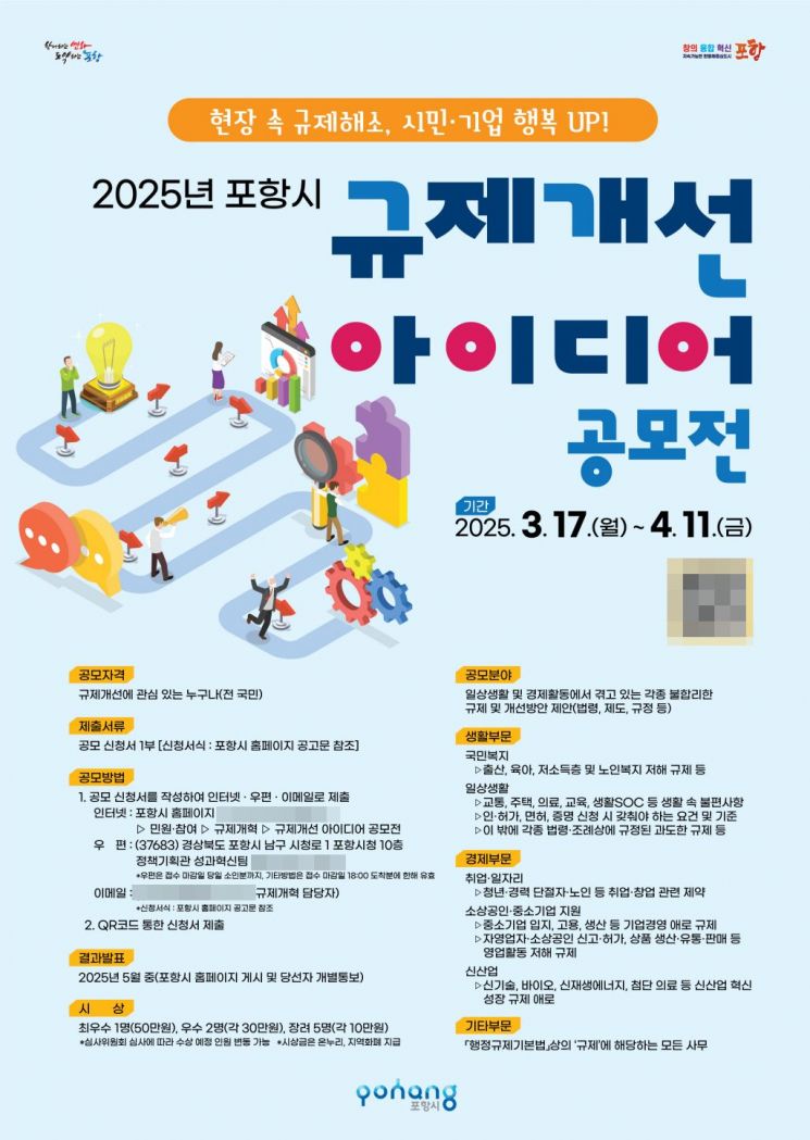 2025년 포항시 규제 개선 아이디어 공모전 포스터.