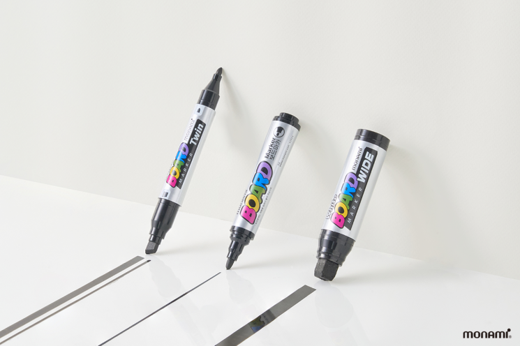 Monami announced on the 20th that it has launched two new products: the Whiteboard Marker Wide and Twin. Photo by Monami