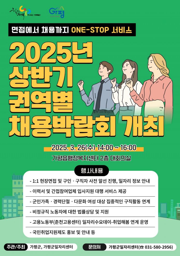 ‘2025년 상반기 1차 권역별 채용박람회’ 포스터. 가평군 제공