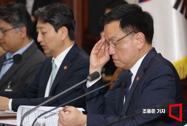 [포토] 자료 살펴보는 최상목 경제부총리
