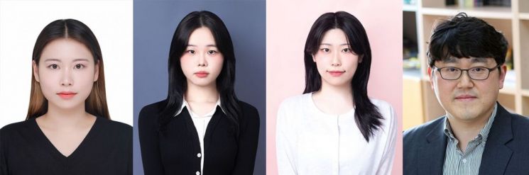 왼쪽부터 천민영 석사과정생, 민지환·최주희 학부생, 양수철 지도교수. 동아대 제공
