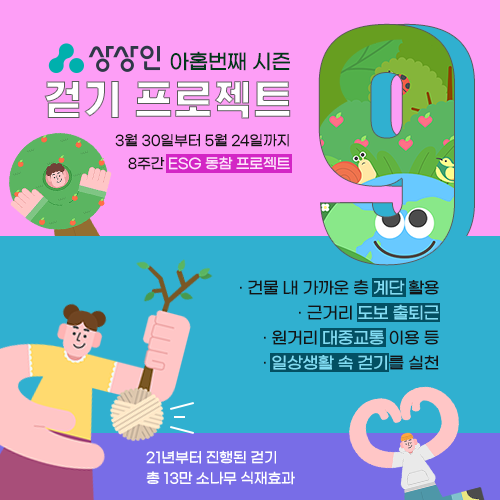 상상인그룹이 오는 30일부터 5월24일까지 8주 동안 '걷기 프로젝트 시즌9' 캠페인을 시작한다. 상상인그룹 제공