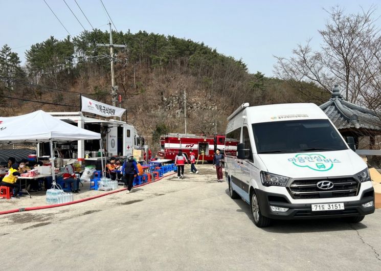 울주군정신건강복지센터가 산불 화재지역 ‘마음안심버스’를 운영하고 있다. 울주군 제공