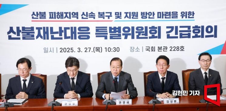 권영세 국민의힘 비상대책위원장이 27일 국회에서 열린 산불재난대응 특별위원회 긴급회의에서 발언하고 있다. 2025.3.27 김현민 기자