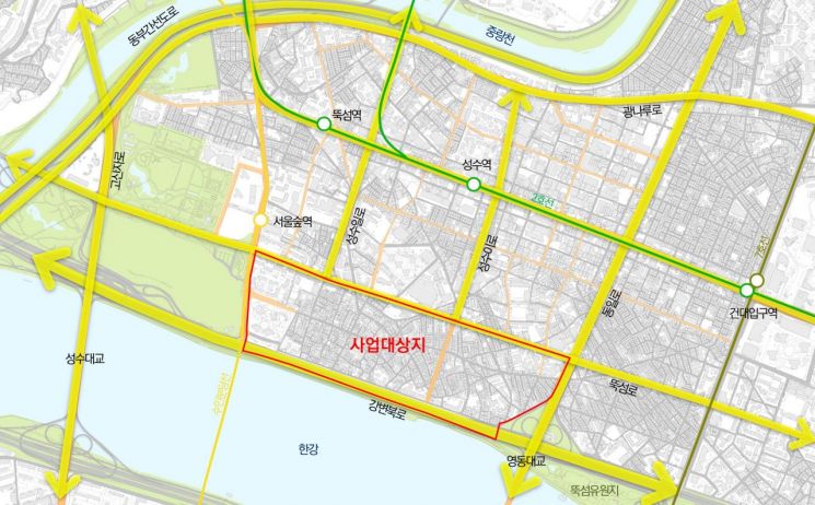성동구 성수전략정비구역 정비계획 결정(변경) 고시...최고 250m· 50층 이상 건축