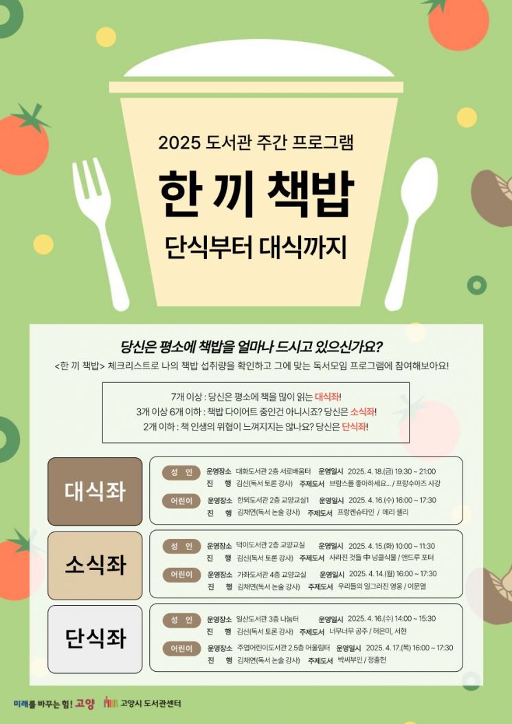 2025 도서관 주간 행사 ‘한 끼 책밥’ 안내문. 고양특례시 제공