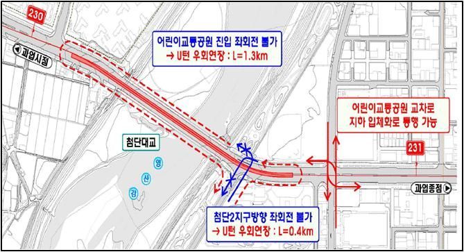 첨단대교 도시철도 통행 관련 지도. 김나윤 의원 제공