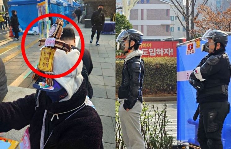 방독면 시위대에 尹 저주인형까지…헌재 앞 '초긴장'