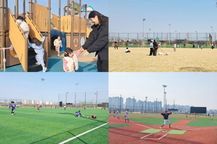 수원시 '황구지천생태수자원센터' 체육공원 시민에 인기