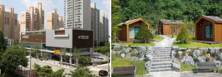 오산시 도서과이 도서관의 날을 맞아 다양한 문화행사를 기획한다. 오산중앙도서관(왼쪽)과 꿈두레도서관 독서캠핑장. 오산시 제공