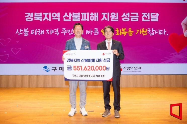 구미시, 경북 산불피해 돕기 성금 5억5000만원 전달
