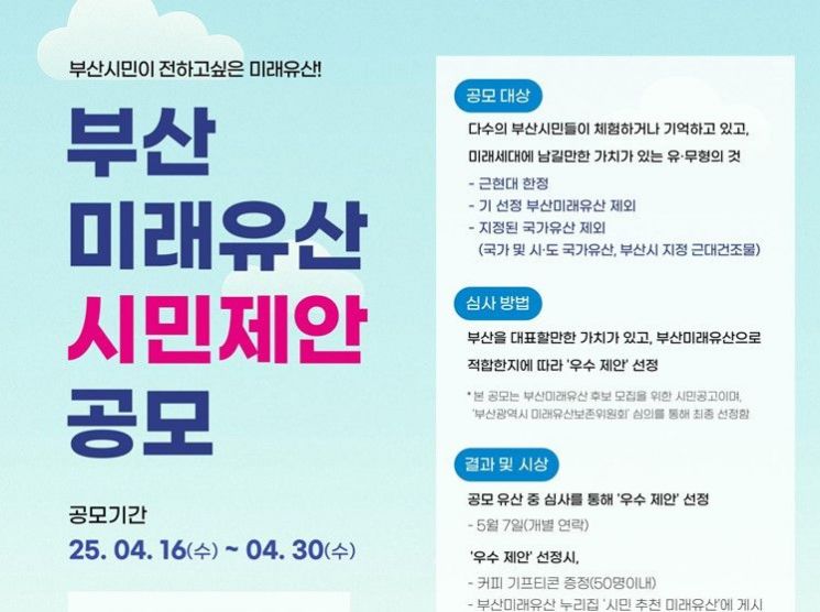 숨어 있는 '미래' 찾아라!… 부산시, 2025년 부산미래유산 시민제안 공모