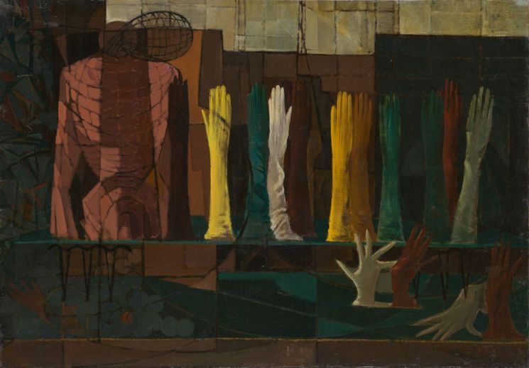 김종하 '색장갑'(1957), 초현실주의자들에게 장갑은 신체의 일부처럼 기능하면서도 신체가 아닌 이중적 존재로 여성의 섬세한 아름다움을 강조하는 동시에 억압의 상징으로 여겨졌다. 국립현대미술관
