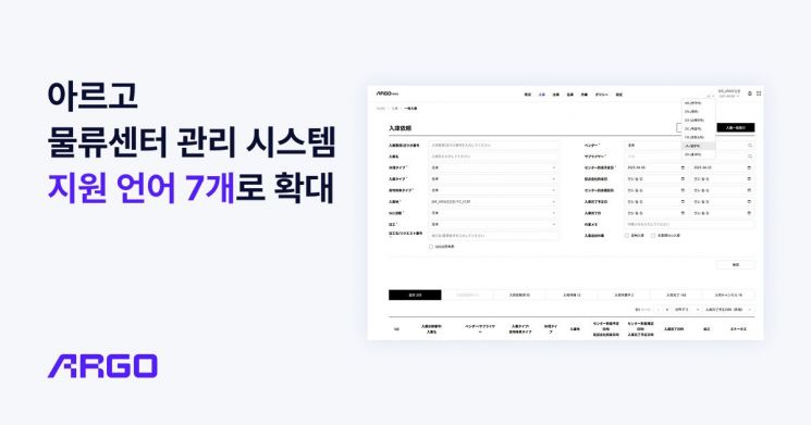 '아르고', 물류센터 시스템 지원 언어 7개로 확대