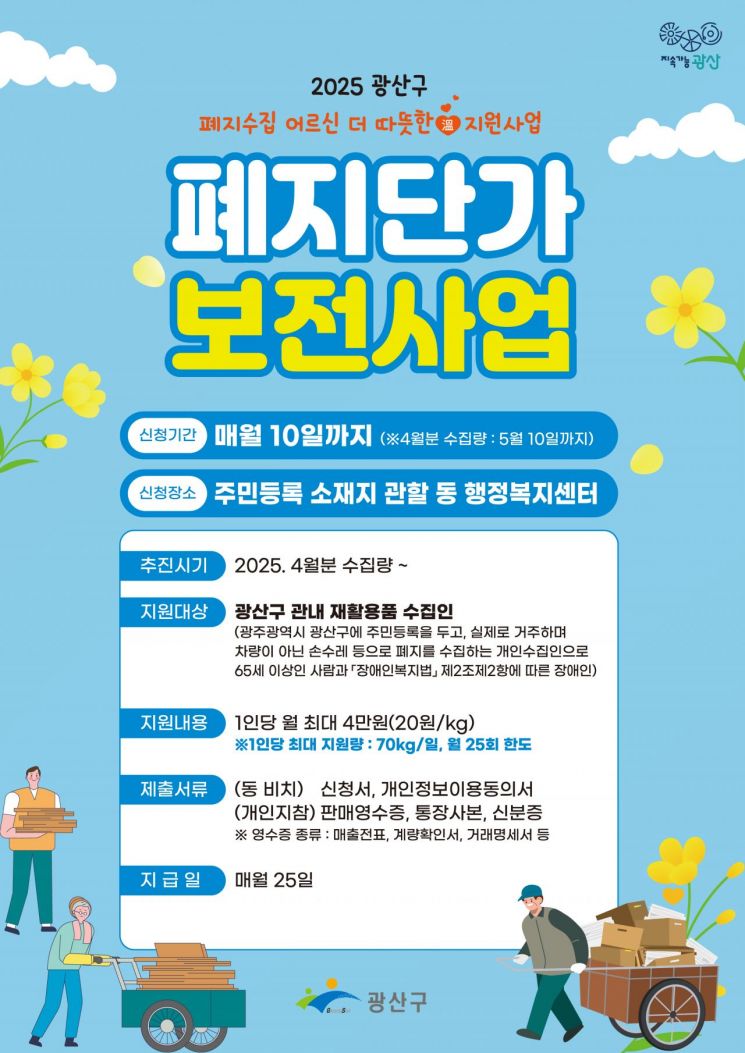 광주 광산구, 폐지 수집 어르신에 단가 보전 지원
