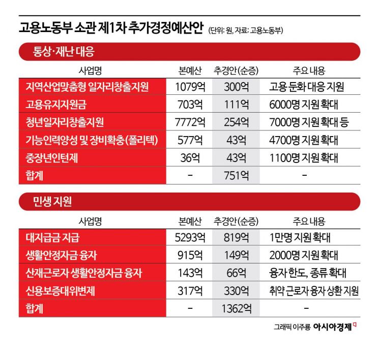 고용둔화지역 300억원 지원…임금체불 대응에 819억 증액[2025 추경]