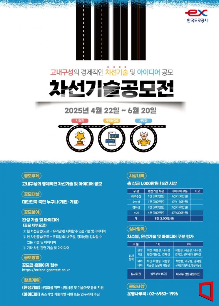 한국도로공사, 고속도로 차선 신기술 대국민 공모전 개최