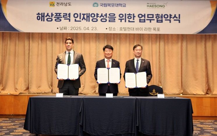 해상풍력 인재 양성을 위한 협약을 맺고 기념 촬영을 하고 있다. 국립목포대학교 제공
