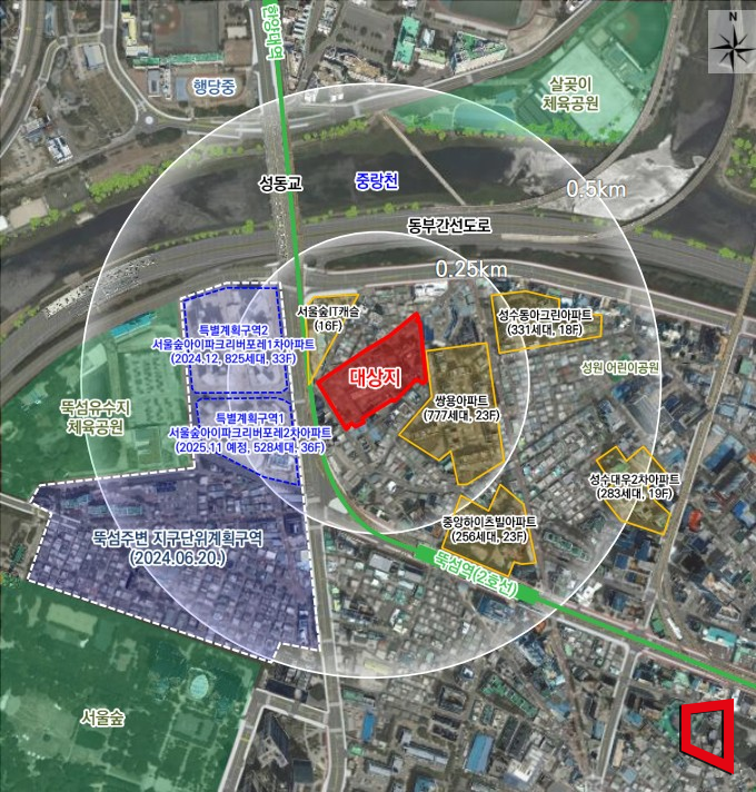 성수1구역 주택재건축 정비사업지 위치도. 서울시 제공