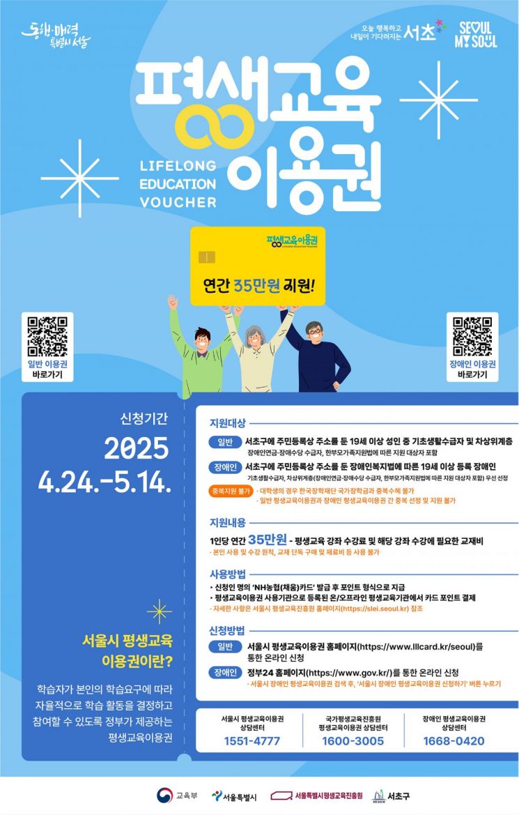 서울시 평생교육이용권 포스터. 서초구 제공.
