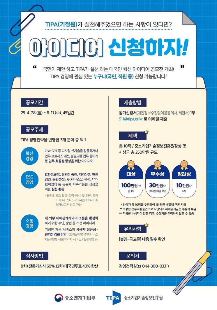 기정원, 2025년 대국민 혁신 아이디어 공모전 개최