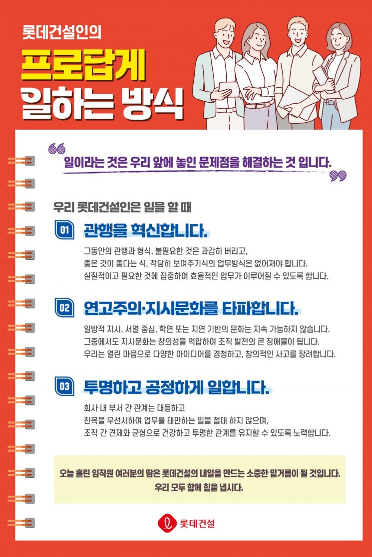 롯데건설 '프로답게 캠페인' 포스터. 롯데건설 제공