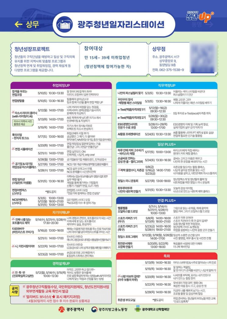 광주청년일자리스테이션 상무 포스터.