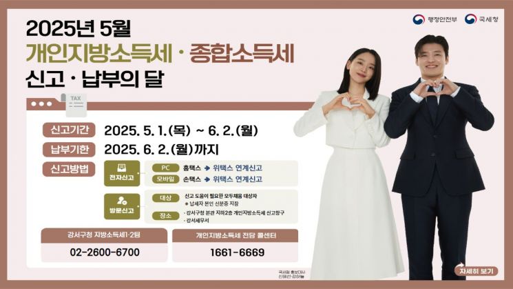 개인지방소득세·종합소득세 신고 강서구청에서 한 번에 OK