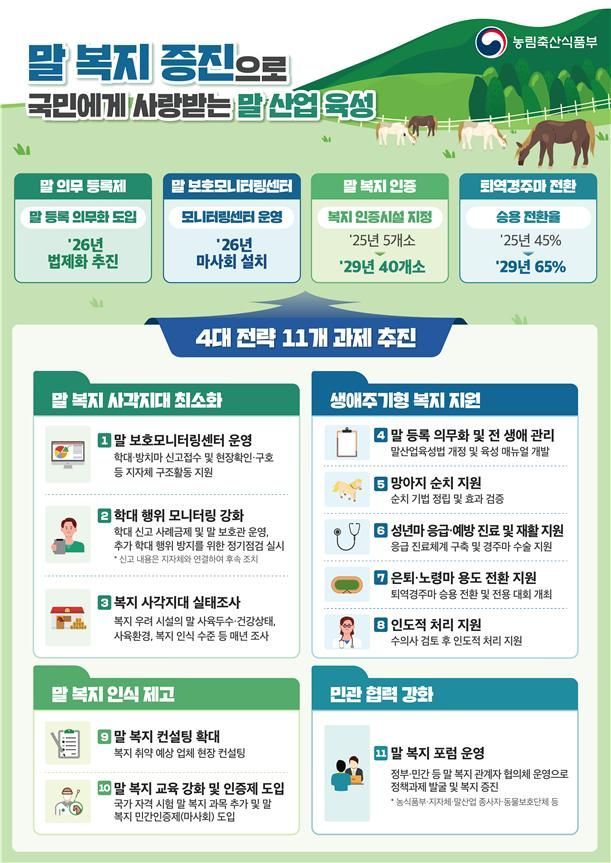 말 의무 등록제·보호센터 만든다…첫 '말산업 육성' 대책