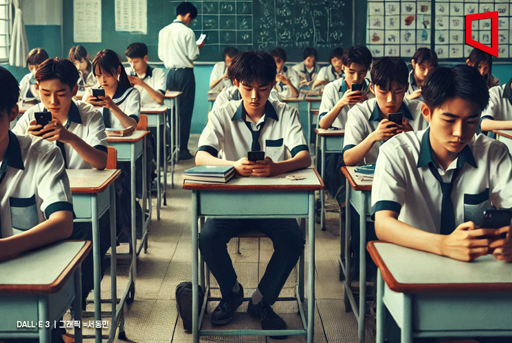 30일 교사노동조합연맹이 휴대전화 사용 및 폭력에 관한 설문 조사를 실시한 결과, 교사 61.3%가 수업 중 휴대전화 사용 관련 학생들과 갈등을 겪었다고 응답했다. 사진은 기사의 이해를 돕기 위한 AI 이미지.