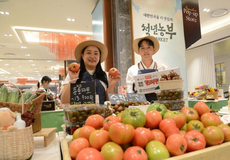 오늘 새벽에 수확한 토마토 맛보세요!… 롯데백화점 부산본점, 청년 농부 마켓 열어