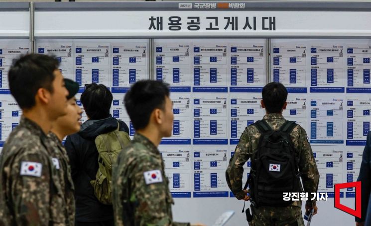 [포토] 채용게시판 보는 국군장병들