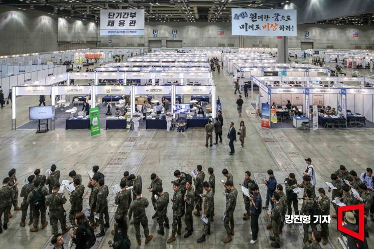 [포토] 국군장병들로 붐비는 취업박람회장