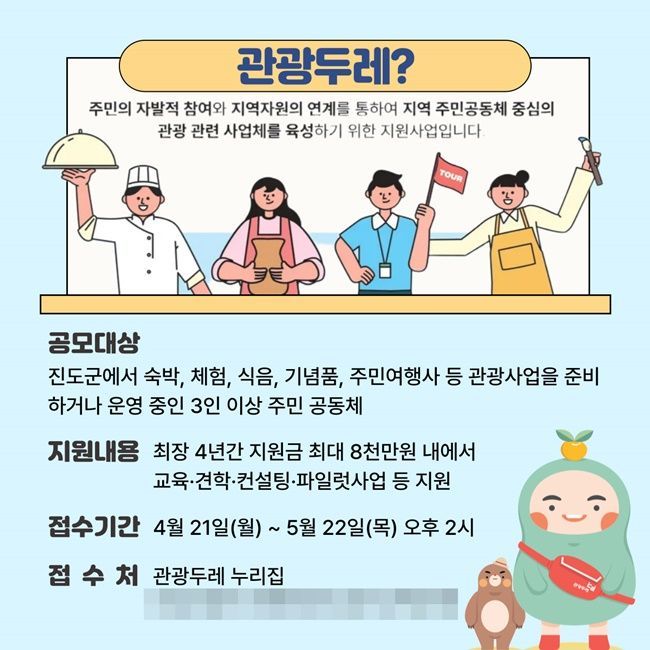 진도군, 관광두레 사업 참여 주민공동체 모집