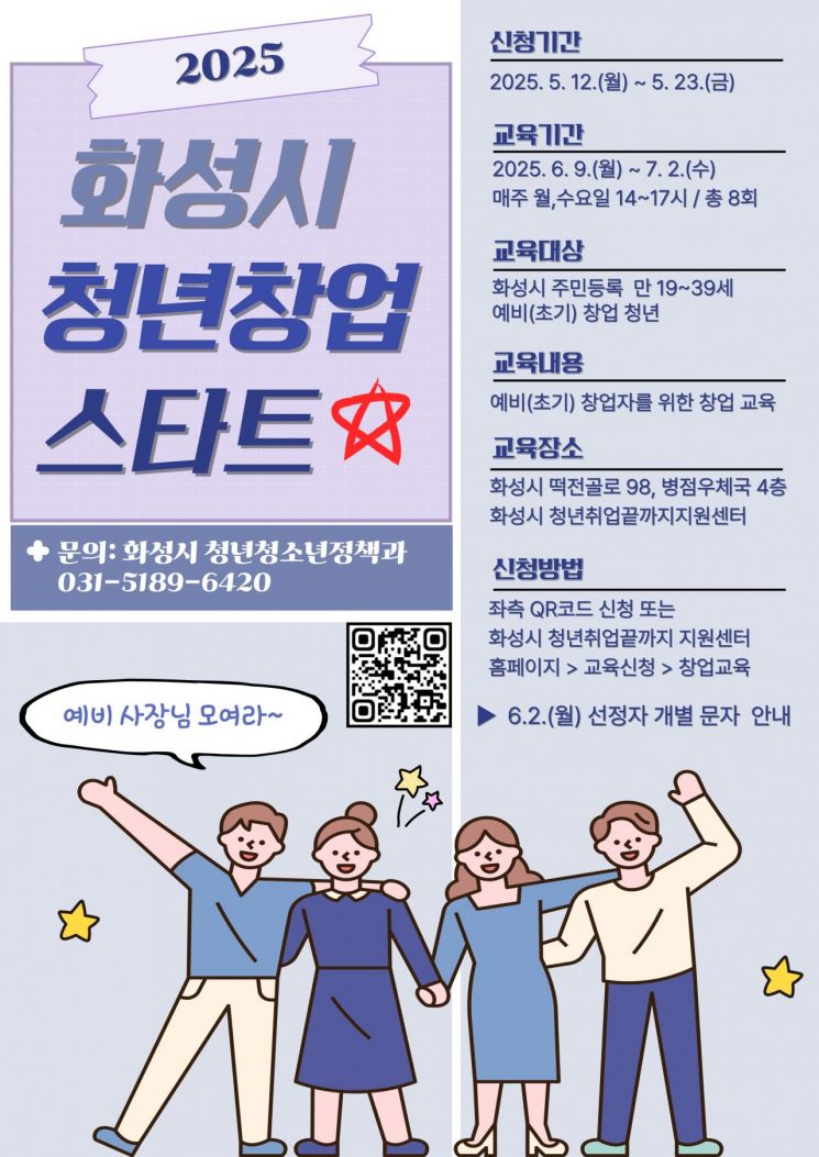 화성시, '청년창업 스타트' 교육생 23일까지 모집