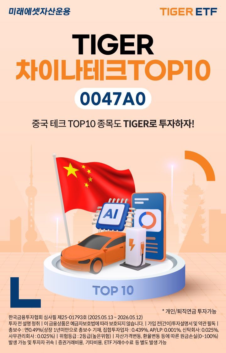 TIGER 차이나테크TOP10 ETF 신규 상장