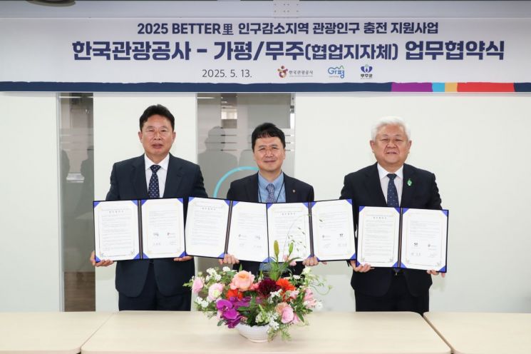 관광공사, 배터리 사업 대상지 가평군·무주군과 업무협약