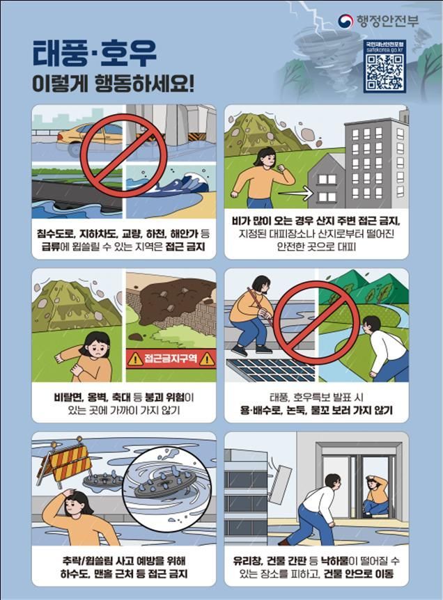 경기도가 마련한 태풍 및 호우 관련 행동 요령 안내 포스터