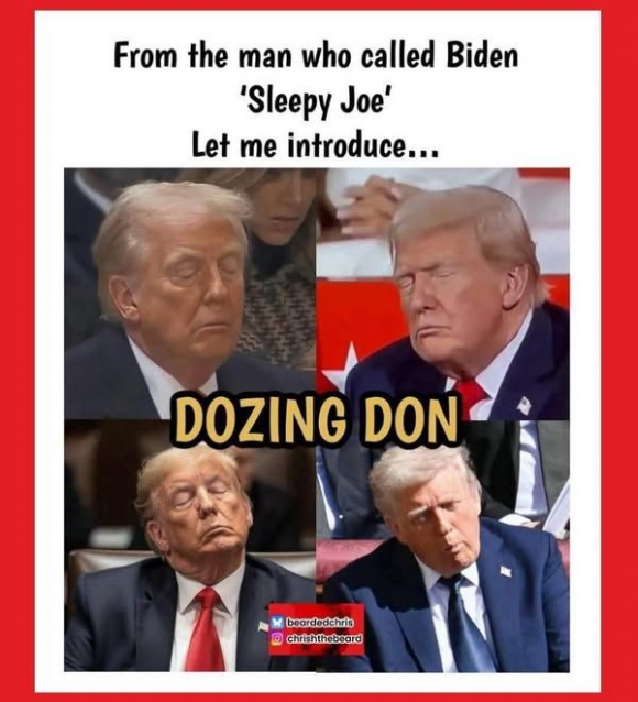 도널드 트럼프 미국 대통령이 여러 공개 행사에서 꾸벅 조는 모습을 캡쳐해 만든 이미지. 엑스