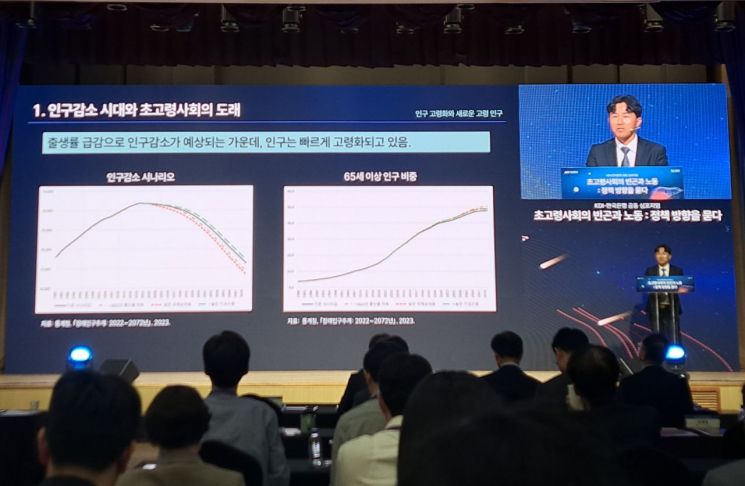 한요셉 한국개발연구원(KDI) 재정·사회정책연구부 연구위원이 15일 세종시 KDI 대회의실에서 열린 KDI-한국은행 공동 심포지엄에서 세션 발표를 하고 있다. 김평화 기자