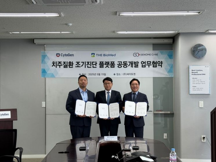 더바이오메드, 싸이토젠·지놈케어와 치주질환 조기진단 플랫폼 공동개발 업무협약