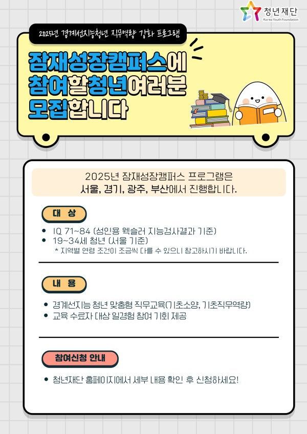 청년재단, ‘잠재성장캠퍼스’ 참여자 모집