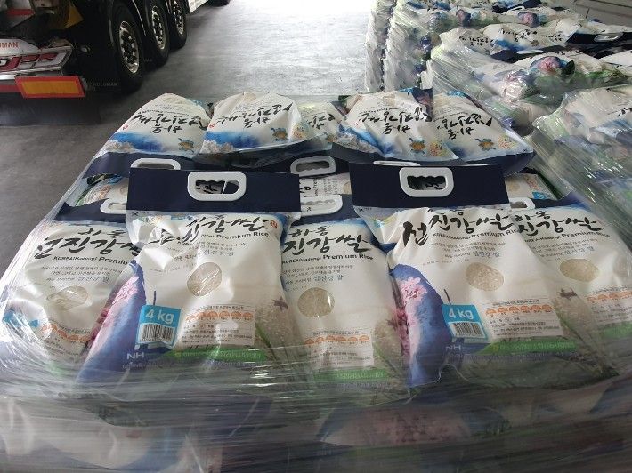 일본으로 수출하는 하동쌀. 경남도청