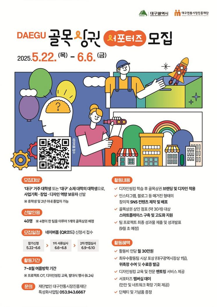 톡톡튀는 아이디어로 골목상권 살릴 대학생 찾습니다…대구시, 서포터즈 40명 모집